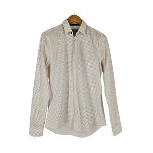ZARA MAN PRINT EDITION SLIM FIT BUTTON-UP SHIRT WHITE SIZE SMALL NWT